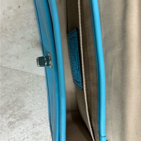 COACH Leather Crossbody Fringe accent bag purse bright blue - Picture 8 of 14